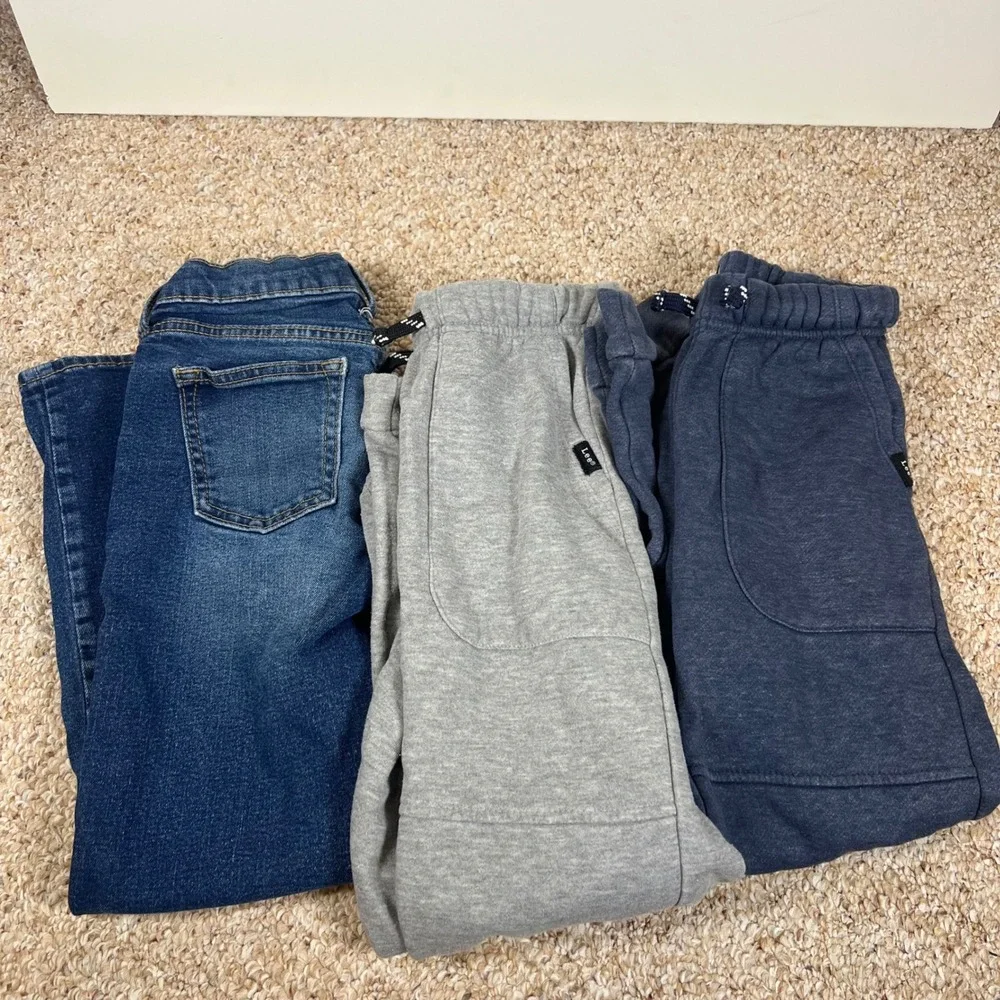 Boys Size 7-8 Pants Lot Old Navy Straight Jeans Lee Fleece Joggers 3pc Bundle